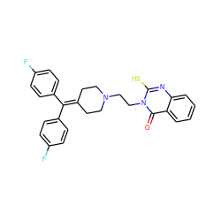 O=c1c2ccccc2nc(S)n1CCN1CCC(=C(c2ccc(F)cc2)c2ccc(F)cc2)CC1 ZINC000025782729