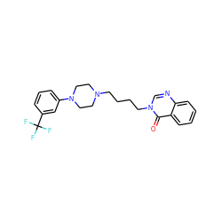 O=c1c2ccccc2ncn1CCCCN1CCN(c2cccc(C(F)(F)F)c2)CC1 ZINC000028866112