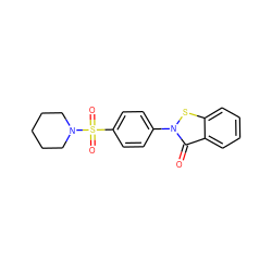 O=c1c2ccccc2sn1-c1ccc(S(=O)(=O)N2CCCCC2)cc1 ZINC000003206018