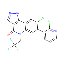 O=c1c2cn[nH]c2c2cc(Cl)c(-c3cccnc3Cl)cc2n1CC(F)(F)F ZINC000205063445