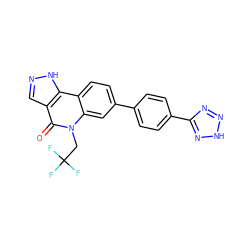 O=c1c2cn[nH]c2c2ccc(-c3ccc(-c4nn[nH]n4)cc3)cc2n1CC(F)(F)F ZINC000220079556