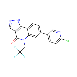 O=c1c2cn[nH]c2c2ccc(-c3ccc(Cl)nc3)cc2n1CC(F)(F)F ZINC000205019518