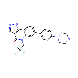 O=c1c2cn[nH]c2c2ccc(-c3ccc(N4CCNCC4)cc3)cc2n1CC(F)(F)F ZINC000205095107