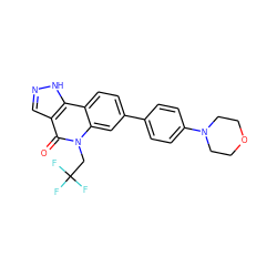 O=c1c2cn[nH]c2c2ccc(-c3ccc(N4CCOCC4)cc3)cc2n1CC(F)(F)F ZINC000205095083