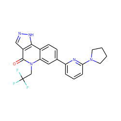 O=c1c2cn[nH]c2c2ccc(-c3cccc(N4CCCC4)n3)cc2n1CC(F)(F)F ZINC000220066901