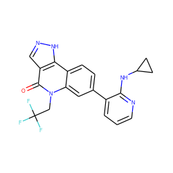 O=c1c2cn[nH]c2c2ccc(-c3cccnc3NC3CC3)cc2n1CC(F)(F)F ZINC000220099213