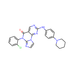 O=c1c2cnc(Nc3ccc(N4CCCCC4)cc3)nc2n2ccnc2n1-c1ccccc1Cl ZINC000143992957