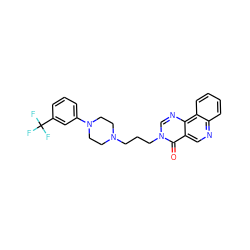 O=c1c2cnc3ccccc3c2ncn1CCCN1CCN(c2cccc(C(F)(F)F)c2)CC1 ZINC000072106732