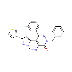 O=c1c2ncn3nc(-c4ccsc4)cc3c2c(-c2cccc(F)c2)nn1Cc1ccccc1 ZINC000064448644