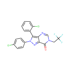 O=c1c2nn(-c3ccc(Cl)cc3)c(-c3ccccc3Cl)c2ncn1CC(F)(F)F ZINC000028568455