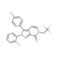 O=c1c2nn(-c3ccccc3Cl)c(-c3ccc(Cl)cc3)c2ccn1CC(F)(F)F ZINC000028568340