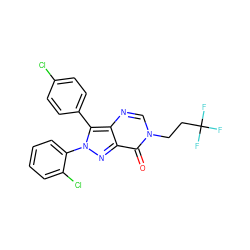 O=c1c2nn(-c3ccccc3Cl)c(-c3ccc(Cl)cc3)c2ncn1CCC(F)(F)F ZINC000028569849