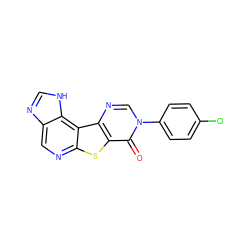 O=c1c2sc3ncc4nc[nH]c4c3c2ncn1-c1ccc(Cl)cc1 ZINC000028827140