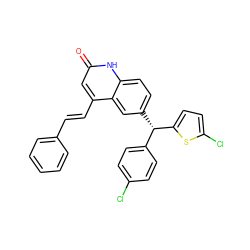 O=c1cc(/C=C/c2ccccc2)c2cc([C@@H](c3ccc(Cl)cc3)c3ccc(Cl)s3)ccc2[nH]1 ZINC001772596332