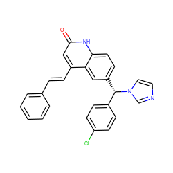 O=c1cc(/C=C/c2ccccc2)c2cc([C@@H](c3ccc(Cl)cc3)n3ccnc3)ccc2[nH]1 ZINC000202171392