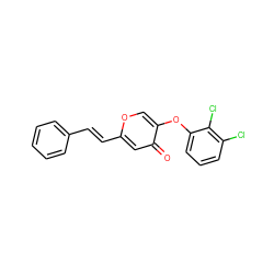 O=c1cc(/C=C/c2ccccc2)occ1Oc1cccc(Cl)c1Cl ZINC000473112524