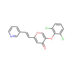 O=c1cc(/C=C/c2cccnc2)occ1Oc1c(Cl)cccc1Cl ZINC000473114369