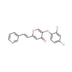 O=c1cc(/C=C/c2cccnc2)occ1Oc1ccc(Cl)cc1Cl ZINC000473115005