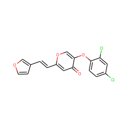 O=c1cc(/C=C/c2ccoc2)occ1Oc1ccc(Cl)cc1Cl ZINC000473112950