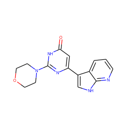 O=c1cc(-c2c[nH]c3ncccc23)nc(N2CCOCC2)[nH]1 ZINC000101473290