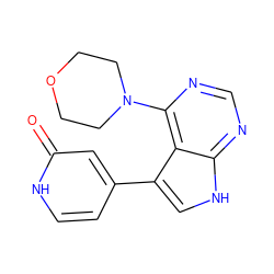 O=c1cc(-c2c[nH]c3ncnc(N4CCOCC4)c23)cc[nH]1 ZINC000224886815