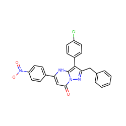 O=c1cc(-c2ccc([N+](=O)[O-])cc2)[nH]c2c(-c3ccc(Cl)cc3)c(Cc3ccccc3)nn12 ZINC000106616565