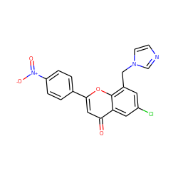 O=c1cc(-c2ccc([N+](=O)[O-])cc2)oc2c(Cn3ccnc3)cc(Cl)cc12 ZINC000103217929