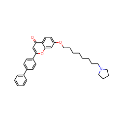 O=c1cc(-c2ccc(-c3ccccc3)cc2)oc2cc(OCCCCCCCCN3CCCC3)ccc12 ZINC000653773281