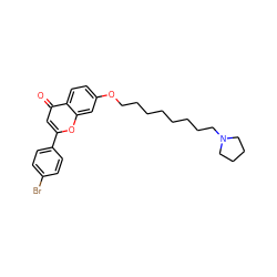 O=c1cc(-c2ccc(Br)cc2)oc2cc(OCCCCCCCCN3CCCC3)ccc12 ZINC000653773279