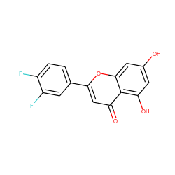 O=c1cc(-c2ccc(F)c(F)c2)oc2cc(O)cc(O)c12 ZINC000072177688