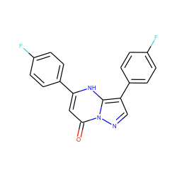 O=c1cc(-c2ccc(F)cc2)[nH]c2c(-c3ccc(F)cc3)cnn12 ZINC000102979083