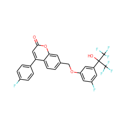 O=c1cc(-c2ccc(F)cc2)c2ccc(COc3cc(F)cc(C(O)(C(F)(F)F)C(F)(F)F)c3)cc2o1 ZINC000036222885