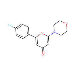 O=c1cc(-c2ccc(F)cc2)oc(N2CCOCC2)c1 ZINC000013538725