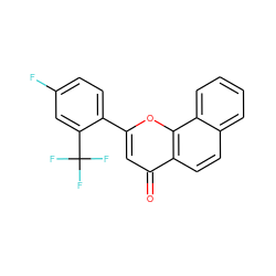 O=c1cc(-c2ccc(F)cc2C(F)(F)F)oc2c1ccc1ccccc12 ZINC001772573806