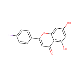 O=c1cc(-c2ccc(I)cc2)oc2cc(O)cc(O)c12 ZINC000072181729