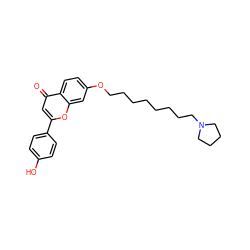 O=c1cc(-c2ccc(O)cc2)oc2cc(OCCCCCCCCN3CCCC3)ccc12 ZINC000653762796