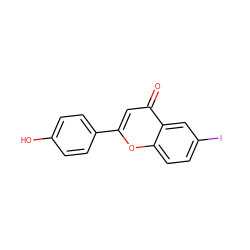 O=c1cc(-c2ccc(O)cc2)oc2ccc(I)cc12 ZINC000013675693