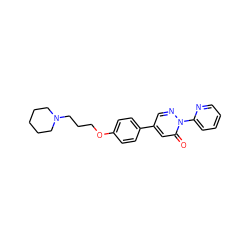 O=c1cc(-c2ccc(OCCCN3CCCCC3)cc2)cnn1-c1ccccn1 ZINC000073296196