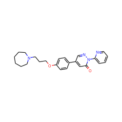 O=c1cc(-c2ccc(OCCCN3CCCCCC3)cc2)cnn1-c1ccccn1 ZINC000073296198