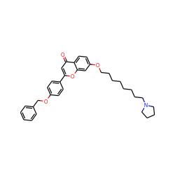 O=c1cc(-c2ccc(OCc3ccccc3)cc2)oc2cc(OCCCCCCCCN3CCCC3)ccc12 ZINC000653762789