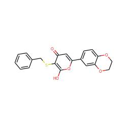 O=c1cc(-c2ccc3c(c2)OCCO3)oc(O)c1SCc1ccccc1 ZINC000006580397