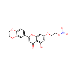 O=c1cc(-c2ccc3c(c2)OCCO3)oc2cc(OCCO[N+](=O)[O-])cc(O)c12 ZINC000096273311