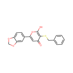 O=c1cc(-c2ccc3c(c2)OCO3)oc(O)c1SCc1ccccc1 ZINC000006580398