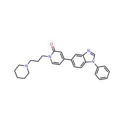 O=c1cc(-c2ccc3c(c2)ncn3-c2ccccc2)ccn1CCCN1CCCCC1 ZINC000003816601