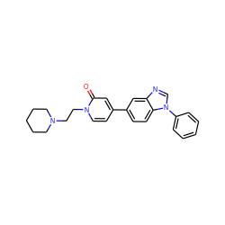 O=c1cc(-c2ccc3c(c2)ncn3-c2ccccc2)ccn1CCN1CCCCC1 ZINC000013536078