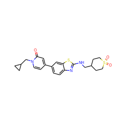 O=c1cc(-c2ccc3nc(NCC4CCS(=O)(=O)CC4)sc3c2)ccn1CC1CC1 ZINC000473095012