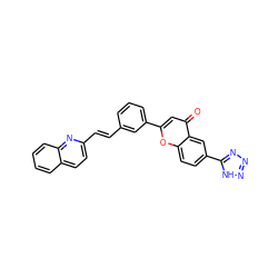 O=c1cc(-c2cccc(/C=C/c3ccc4ccccc4n3)c2)oc2ccc(-c3nnn[nH]3)cc12 ZINC000029221817