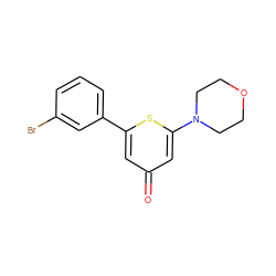 O=c1cc(-c2cccc(Br)c2)sc(N2CCOCC2)c1 ZINC000001492322