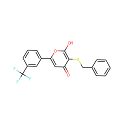 O=c1cc(-c2cccc(C(F)(F)F)c2)oc(O)c1SCc1ccccc1 ZINC000006580400