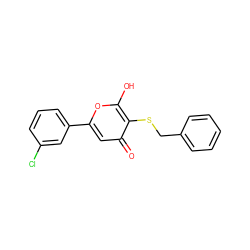 O=c1cc(-c2cccc(Cl)c2)oc(O)c1SCc1ccccc1 ZINC000006580401